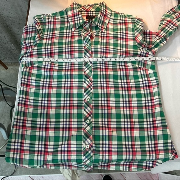 Talbots women’s green pink whit summer spring plaid button down front career - Picture 5 of 6